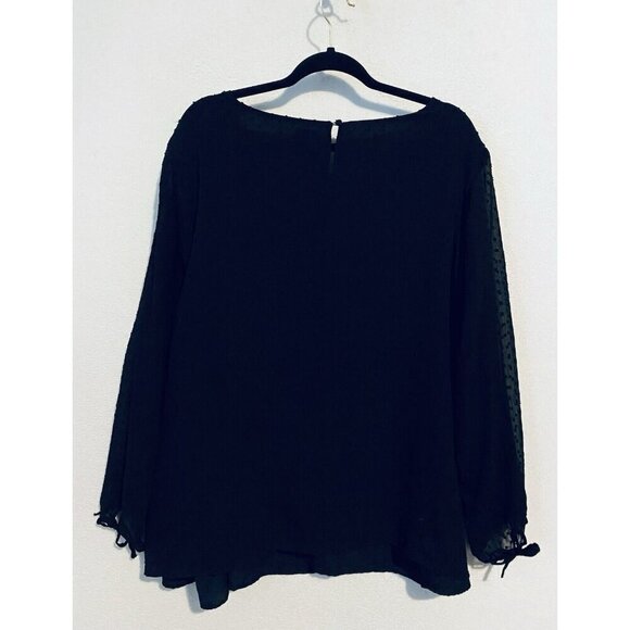 Chicos Top Womens XL Black Animal Print V Neck Long Sleeve Boho Whimsigoth - Picture 1 of 7